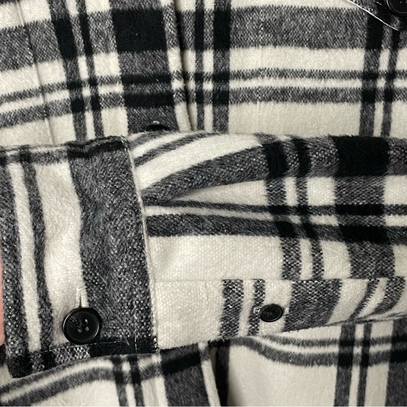 AllSaints Luella Check Jacket Black White Buffalo Plaid Medium Sherpa Lined - Picture 6 of 12